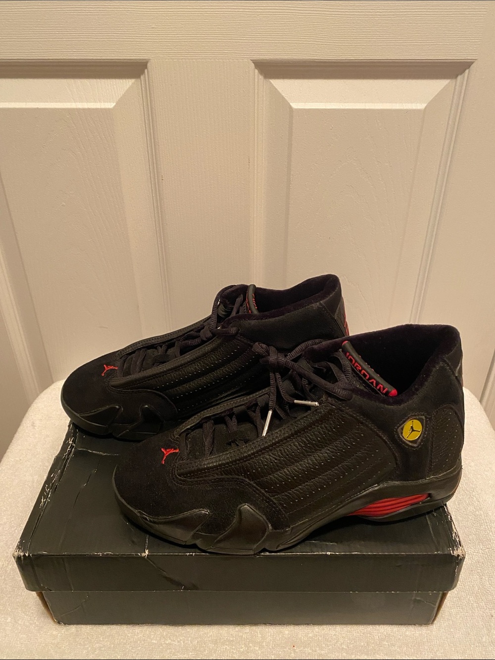 Air Jordan 13 Retro Black Sneakers with Red Accents…size 8
